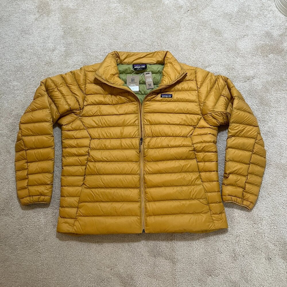 New Patagonia Men's XXL Down Sweater FullZip Jacket Pufferfish Gold 84675 RARE